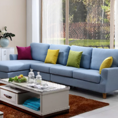现代简约 灰青色 细麻布+实木架 布艺沙发3+贵(面向左妃)